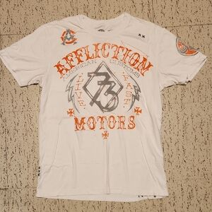 Affliction American Customs White Full Graphic Spellout Crewneck T-Shirt